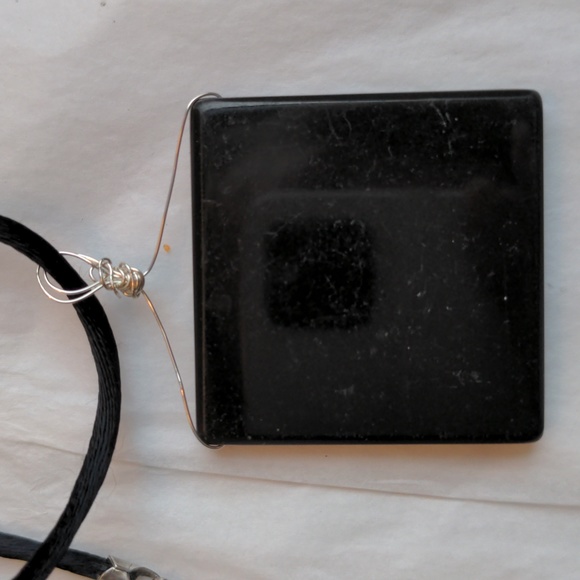 Inlaid gem necklace.  New Handcrafted, Emerald, amethyst, pyrite. 925 - Picture 6 of 7